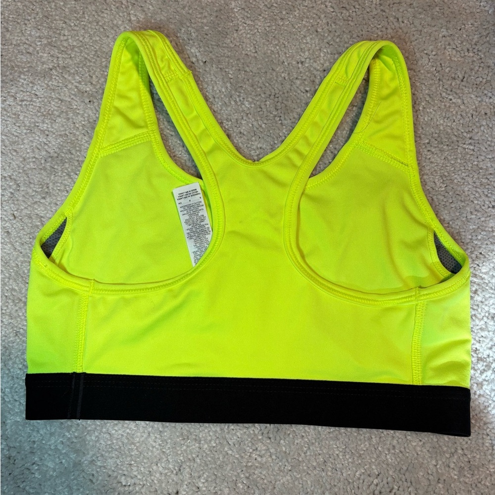 Nike Women's Neon Yellow Sports Bra with Black Band - Picture 3 of 5